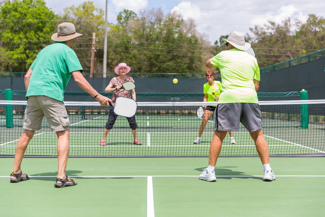 Players on a pickleball court