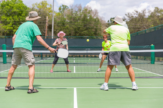 Players on a pickleball court